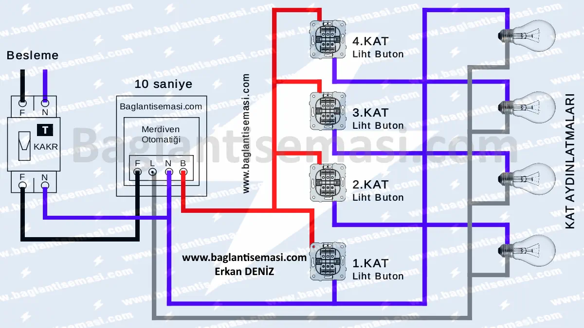 Merdiven Otomatiği Bağlantı Şeması ve Kapsamlı Kurulum Rehberi 7 Merdiven otomatiği bağlantı şeması