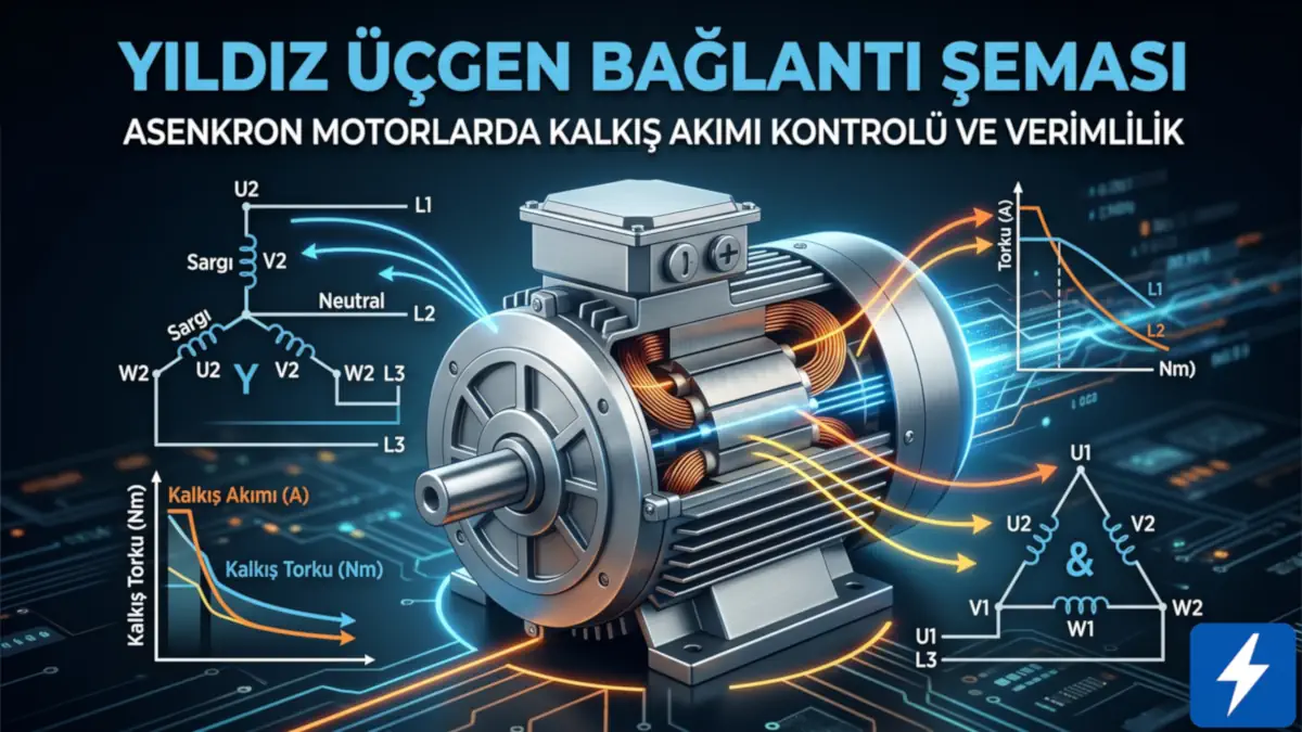 Yıldız Üçgen Bağlantı Şeması: Asenkron Motorlarda Kalkış Akımı Kontrolü 1 Yıldız üçgen bağlantı şeması kapak görseli