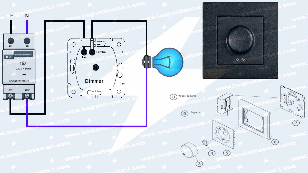 Dimmer Anahtar Bağlantı Şeması 5 Dimmer anahtar bağlantı şeması