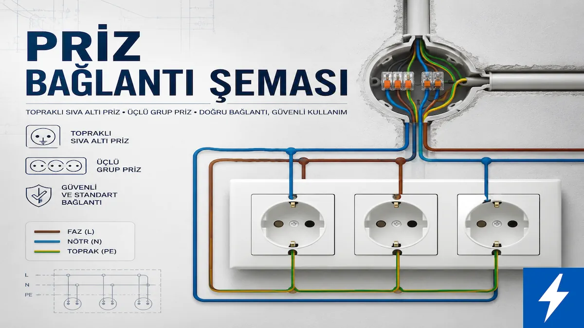 Topraklı Priz ve Üçlü Grup Priz Bağlantısı Nasıl Yapılır? (Detaylı Şemalar) 1 priz bağlantı şeması kapak görseli