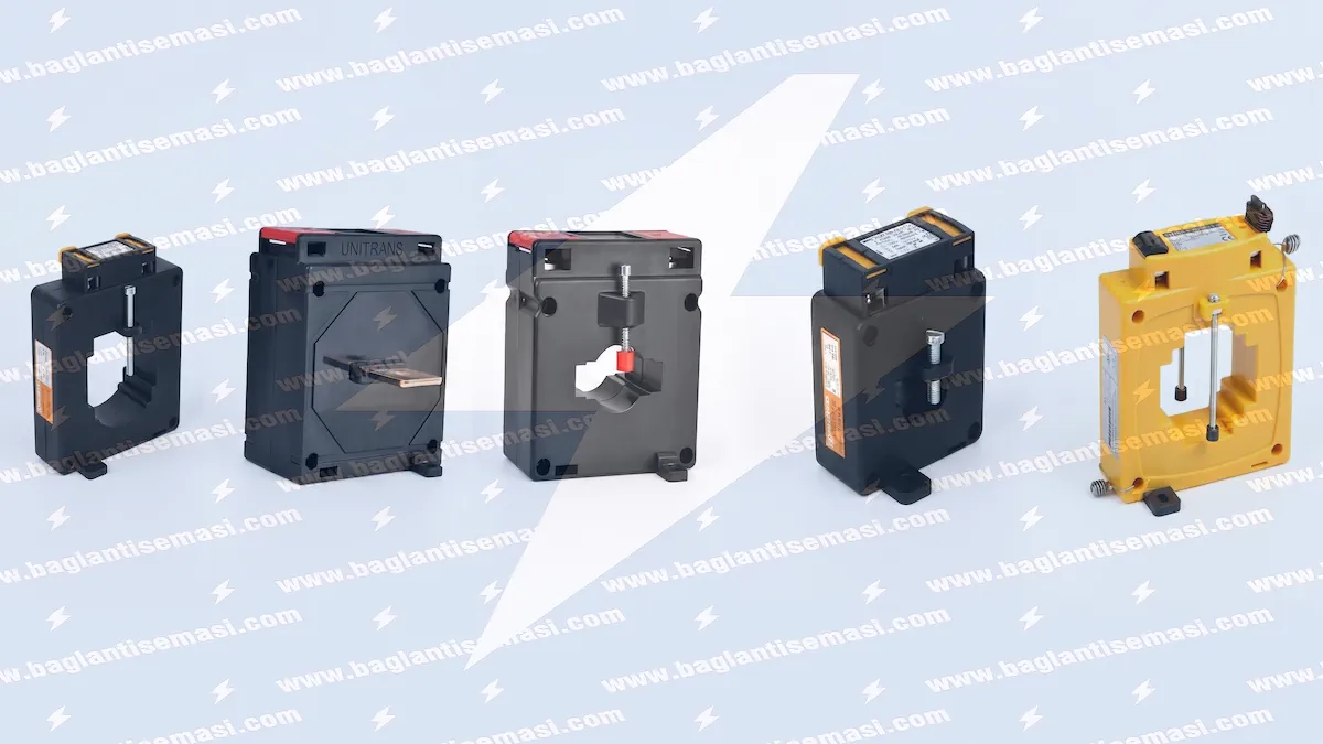 X5 Kombi Sayaç ve Akım Trafosu Bağlantı Şeması 3 Endüstriyel elektrik panolarında kullanılan pencereli, sargılı ve ayrılabilir nüveli alçak gerilim akım trafosu çeşitleri.