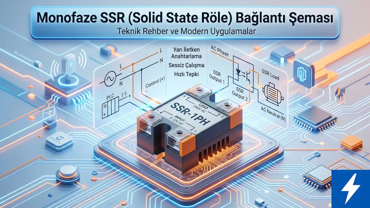 Monofaze ssr bağlantı şeması, solid state röle kapak görseli